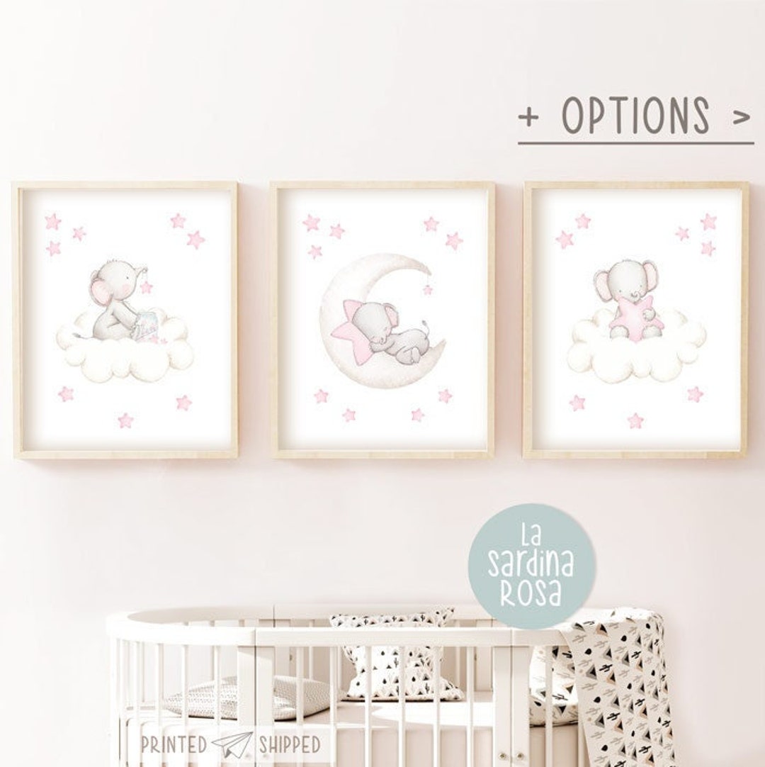 Set of 3 Prints Baby Girl Room Decor Set of 3 Nursery Wall Etsy