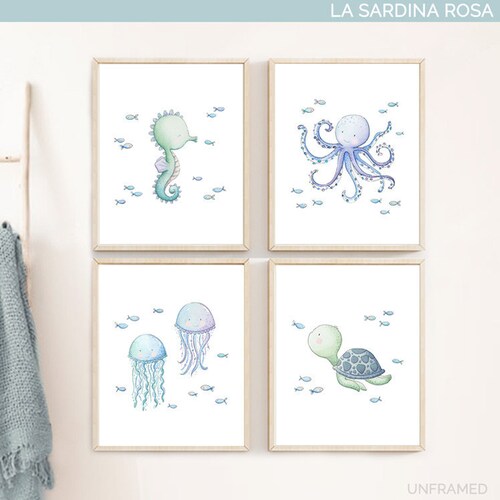 Ocean Nursery Wall Art Set of 3 Under the Sea Nursery Prints Etsy