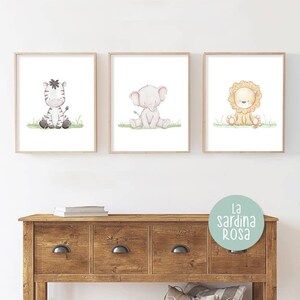 Safari Nursery Art Prints, Baby Nursery Wall Art, Set of 3 Prints ...
