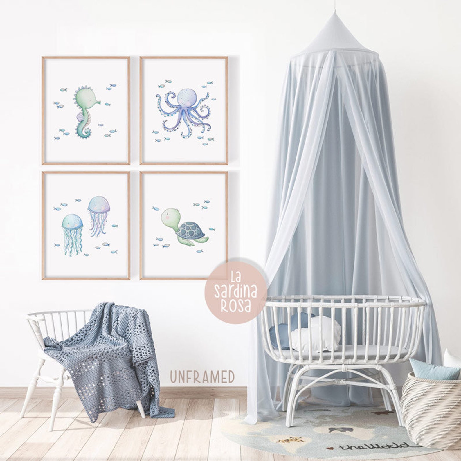 Under the Sea Wall Art Ocean Nursery Prints Set Baby Room - Etsy
