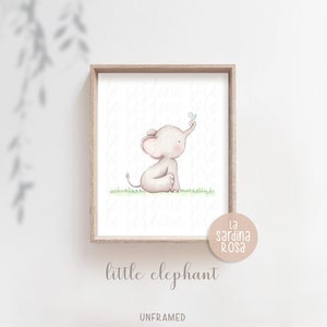 Elephant print, Nursery decor, Elephant wall art, Baby animal art, Nursery prints, Watercolor Elephant image 3