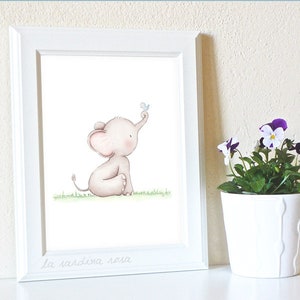 Elephant print, Nursery decor, Elephant wall art, Baby animal art, Nursery prints, Watercolor Elephant image 9