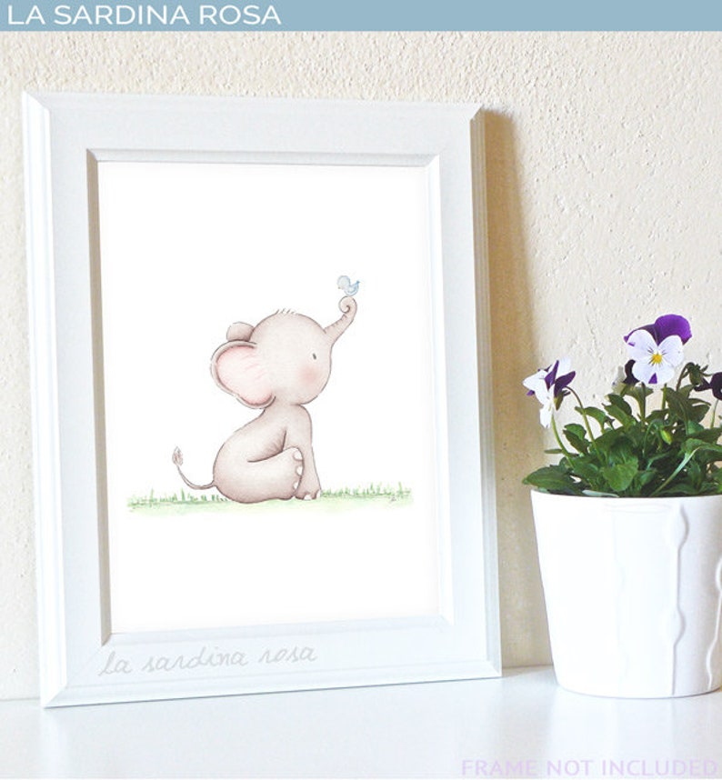 Elephant print, Nursery decor, Elephant wall art, Baby animal art, Nursery prints, Watercolor Elephant image 9