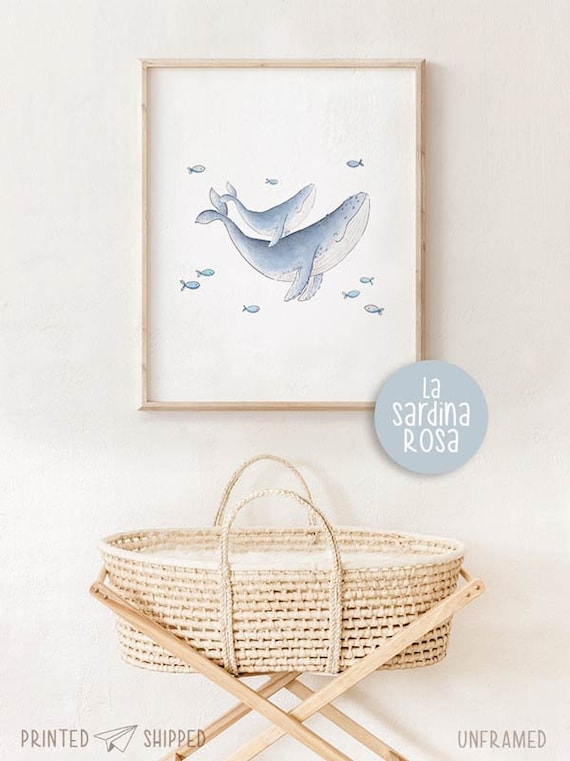 Whale Print, Mom and Baby, Ocean Nursery Decor, Humpback Whale Wall Art,  Watercolor Print, Coastal Kids Room Decor -  Canada