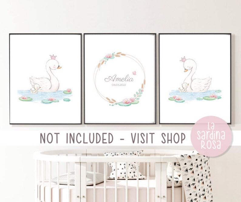Swan Print, Girl Nursery Wall Art, Baby Girl Room Decor, Princess ...