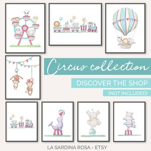 Circus Nursery Art Print, Kids Room Decor, Circus Animal Wall Art ...