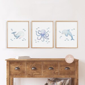 Set of 3 Under the Sea Wall Art, Ocean Nursery Decor, Nautical Nursery ...