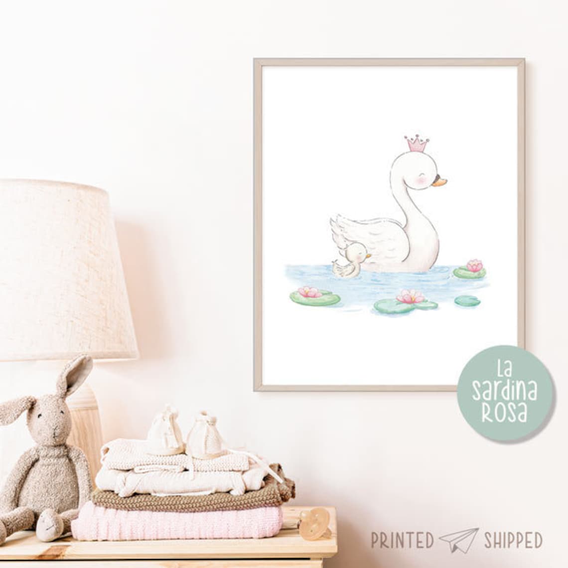 Swan Print Girl Nursery Wall Art Baby Girl Room Decor - Etsy