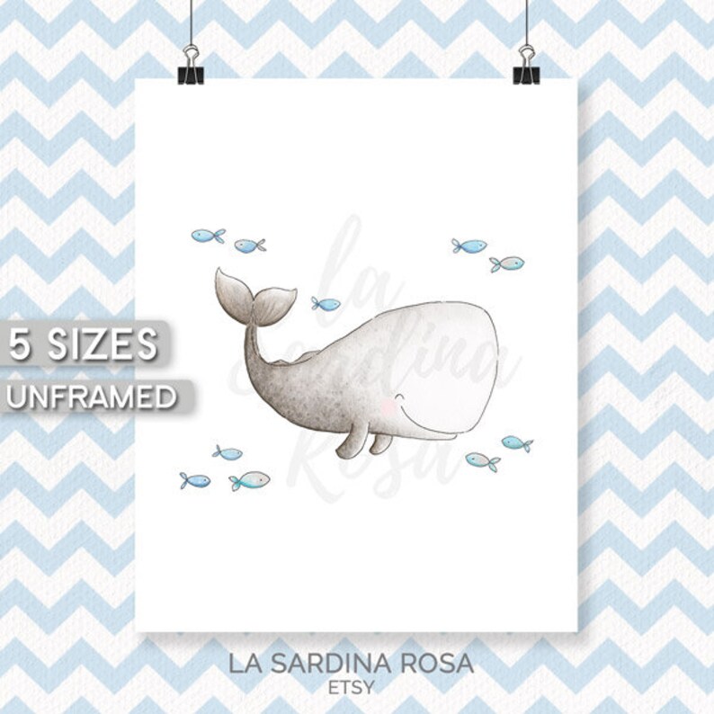 Affiche Baleine Déco chambre bébé thème marin Poster enfant - Etsy France