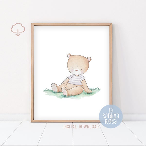 Affiche Bebe Ourson Poster Chambre Enfant Affiche Animaux De Etsy France