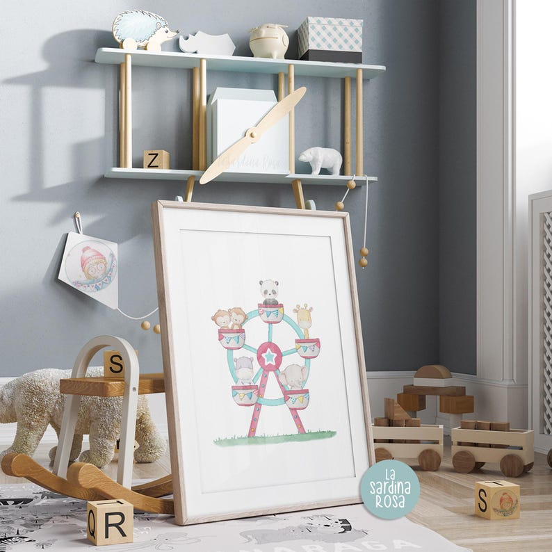 Circus Nursery Art Print, Kids Room Decor, Circus Animal Wall Art ...