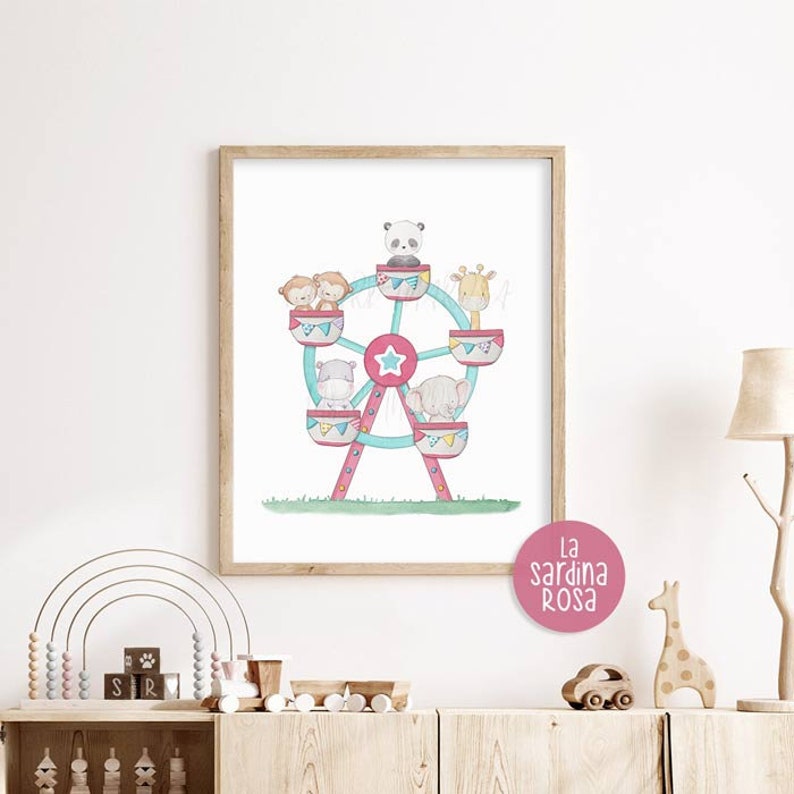 Circus Nursery Art Print, Kids Room Decor, Circus Animal Wall Art ...