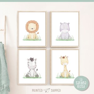 Jungle animals nursery prints, Safari wall decor,  Kids room print set, Watercolor Baby animal poster - unframed