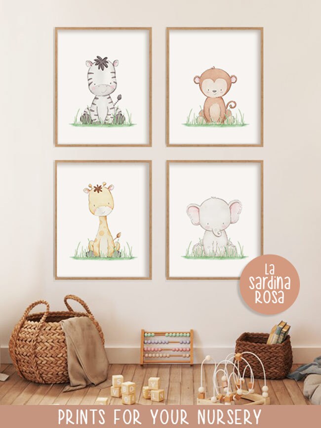 Safari Baby Animal Prints Nursery Wall Art Jungle Animals - Etsy
