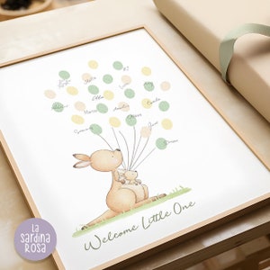Fingerprint guest book, Safari baby shower, Thumbprint Guest book alternative, Gender neutral baby shower sign in, Kangaroo mom and baby