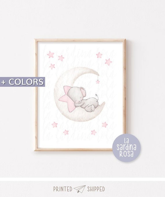 Affiche Chambre Bebe Fille Deco Lune Et Etoiles Poster Etsy Canada