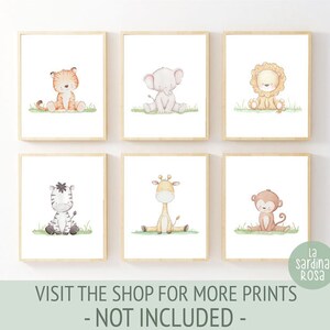 Set of 4 Safari Animals Prints, Baby Nursery Wall Art, Jungle Nursery ...