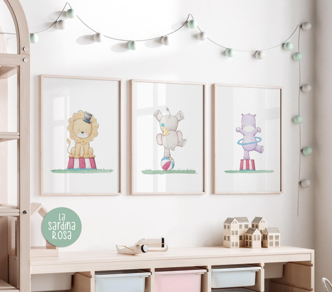 Kids Room Wall Art, Circus Nursery Theme, Toddler Playroom Print Set ...