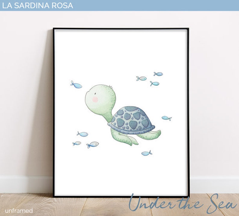 Sea turtle art Nautical nursery decor Under the sea wall Etsy