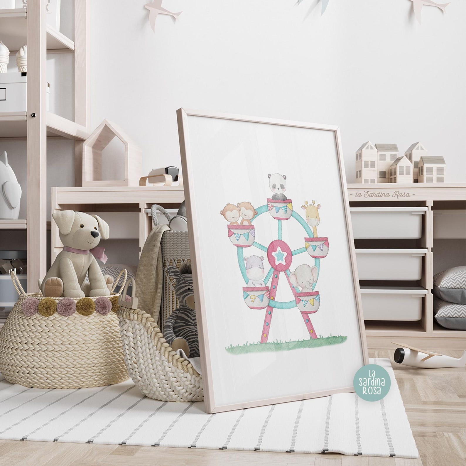 Circus Nursery Art Print, Kids Room Decor, Circus Animal Wall Art ...