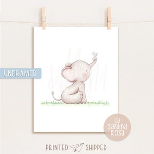 Elephant print, Nursery decor, Elephant wall art, Baby animal art, Nursery prints, Watercolor Elephant image 2