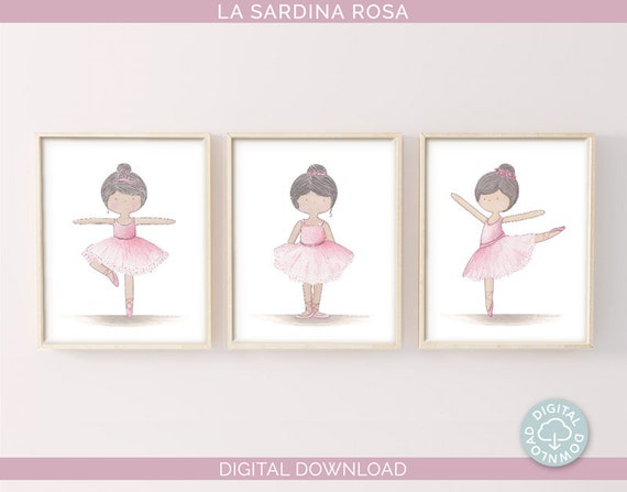 Black Ballerina Print Set Baby Girl Room Decor Princess Etsy