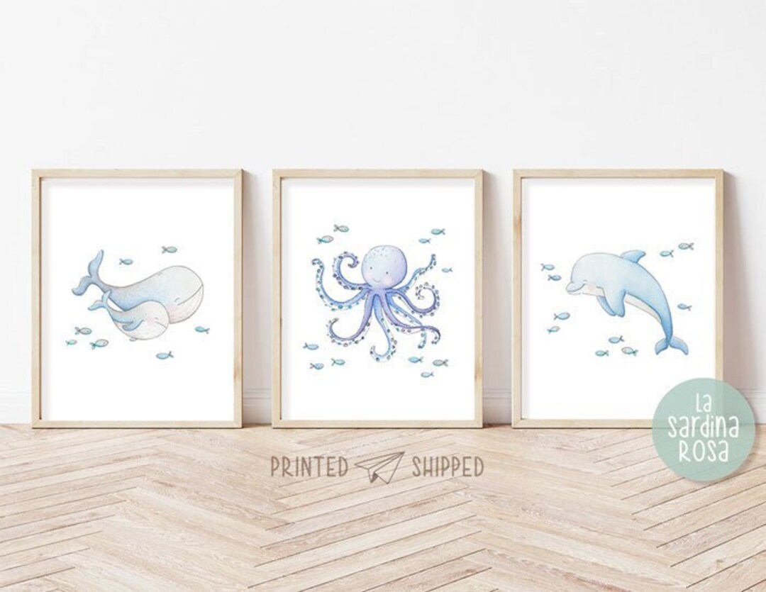Set of 3 Under the Sea Wall Art Ocean Nursery Decor Nautical - Etsy