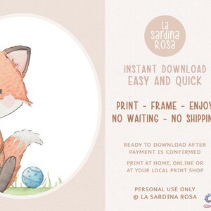 Baby Fox Print, Woodland Nursery Decor, Baby Animals Printable Art ...