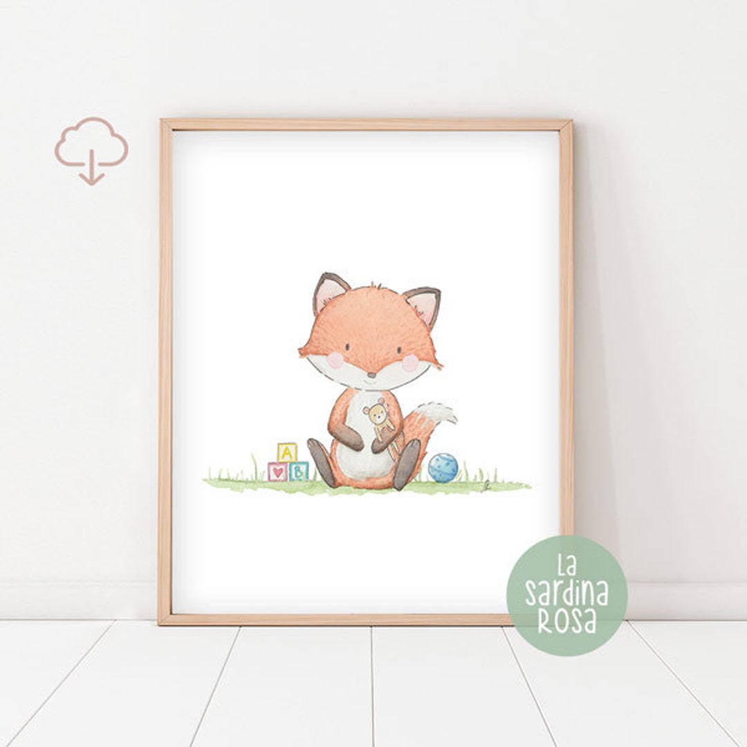 Baby Fox Print, Woodland Nursery Decor, Baby Animals Printable Art ...