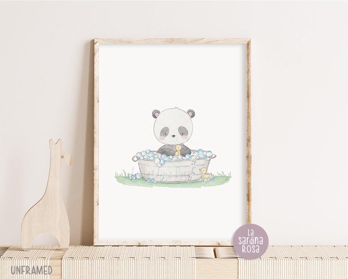 Panda Nursery Print, Baby Room Decor, Panda Bear Wall Art, Kids ...