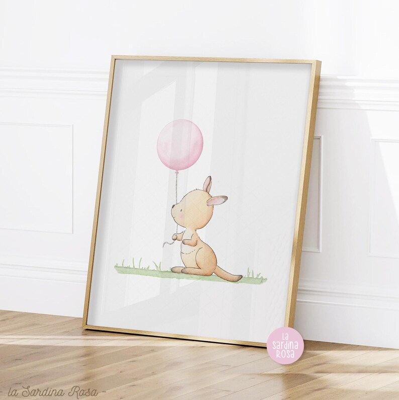 Nursery wall art, Baby animals print, Kangaroo art, Australian animals print, Watercolor nursery decor image 8