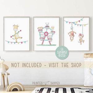 Circus Nursery Art Print, Kids Room Decor, Circus Animal Wall Art ...