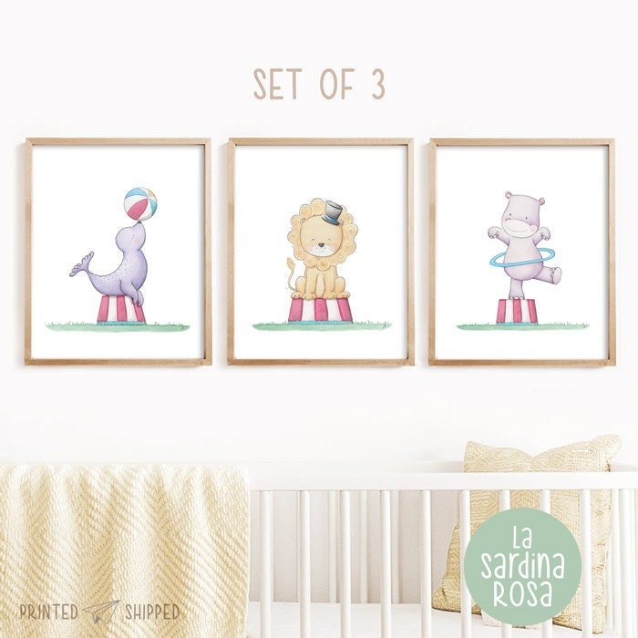 Circus Art Prints Nursery Wall Art Circus Animals Decor - Etsy