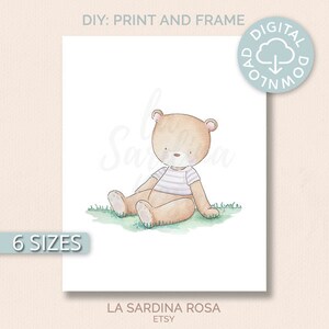 Bear Nursery Art Print Woodland Nursery Printable Decor | Etsy
