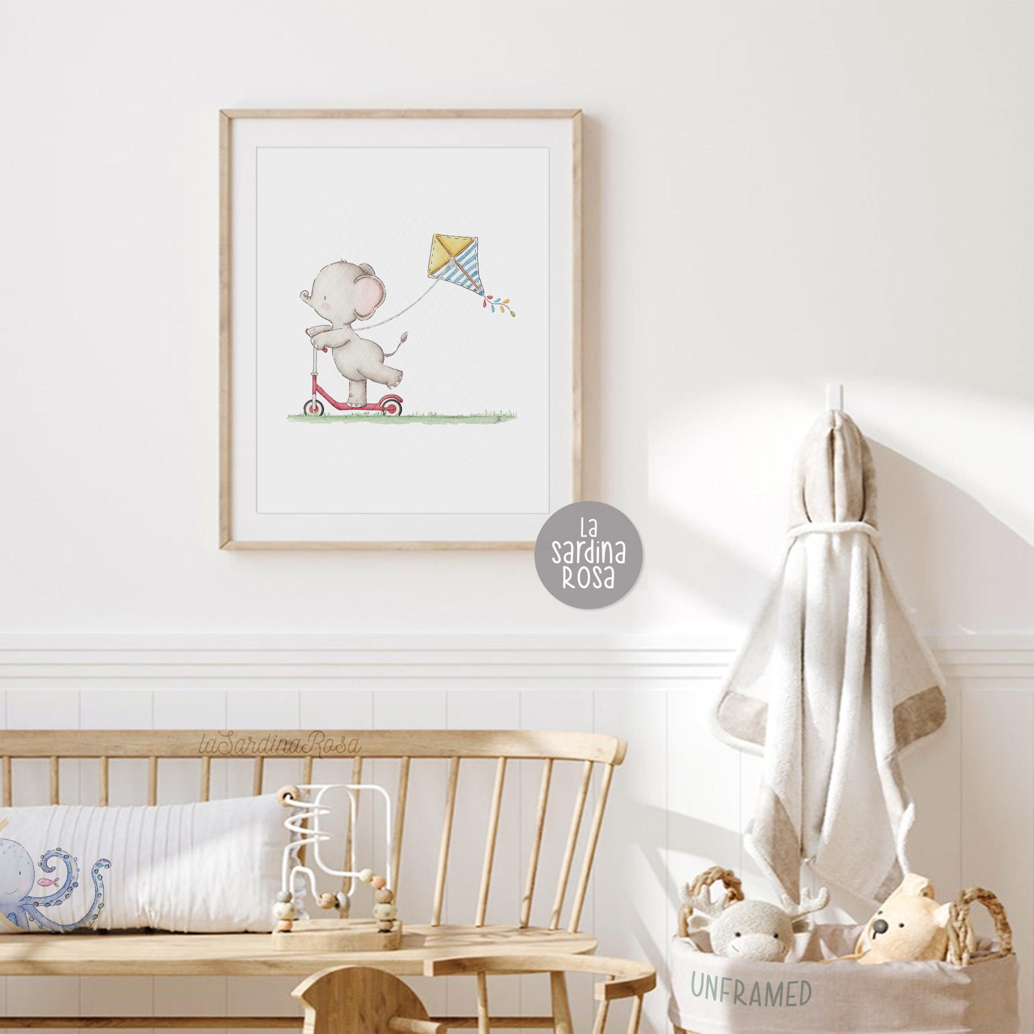 Elephant Nursery Print, Kids Room Decor, Elephant Wall Art, Baby ...