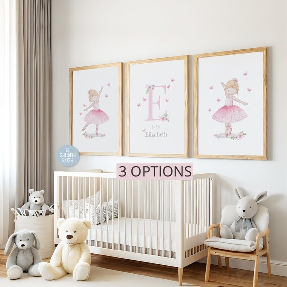 Set De Cuadros Decorativos De Bailarina Ballet Para Habitación Infantil | Personalizado Para Niñas