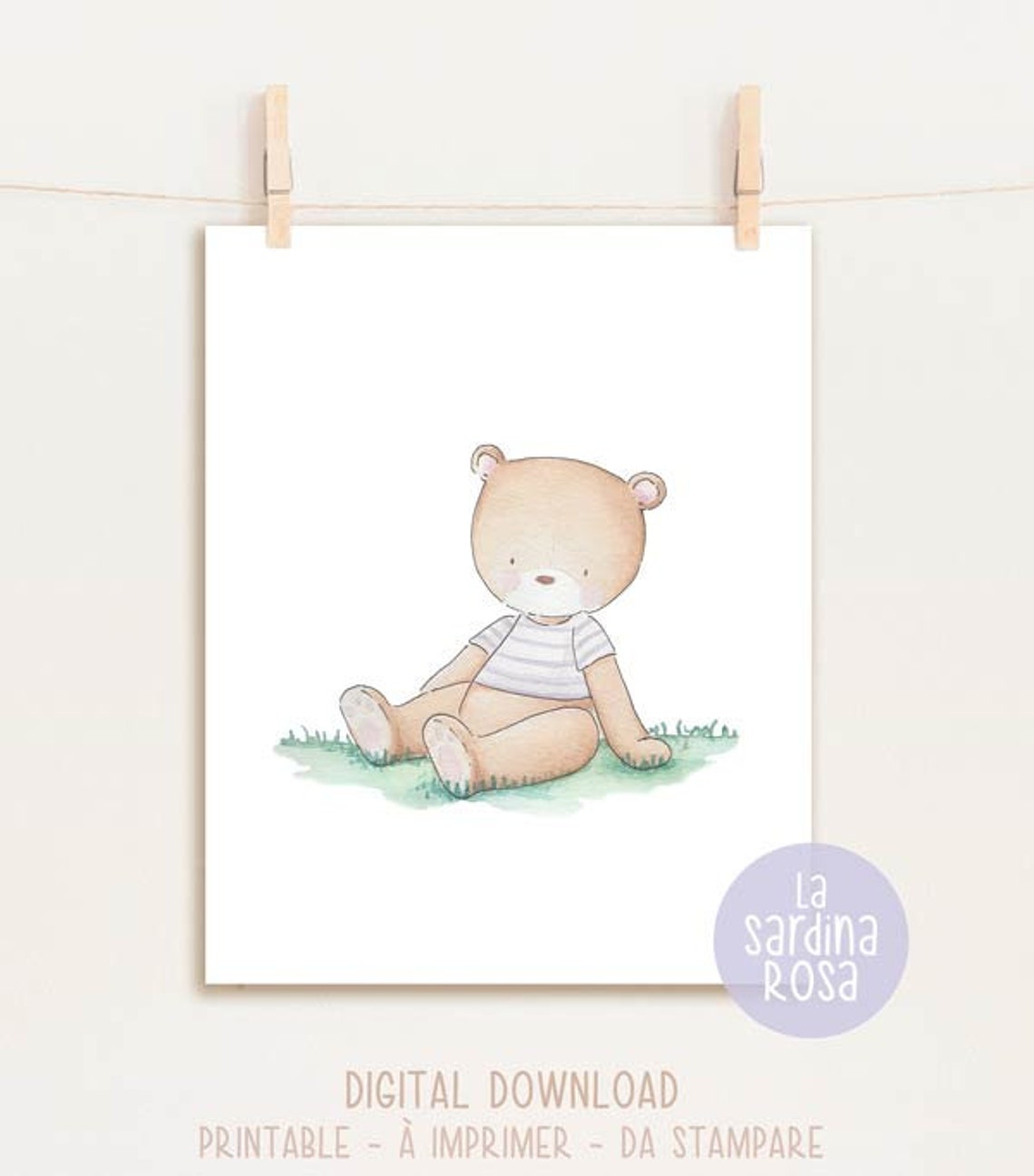 Bear Nursery Art Print Woodland Nursery Printable Decor - Etsy