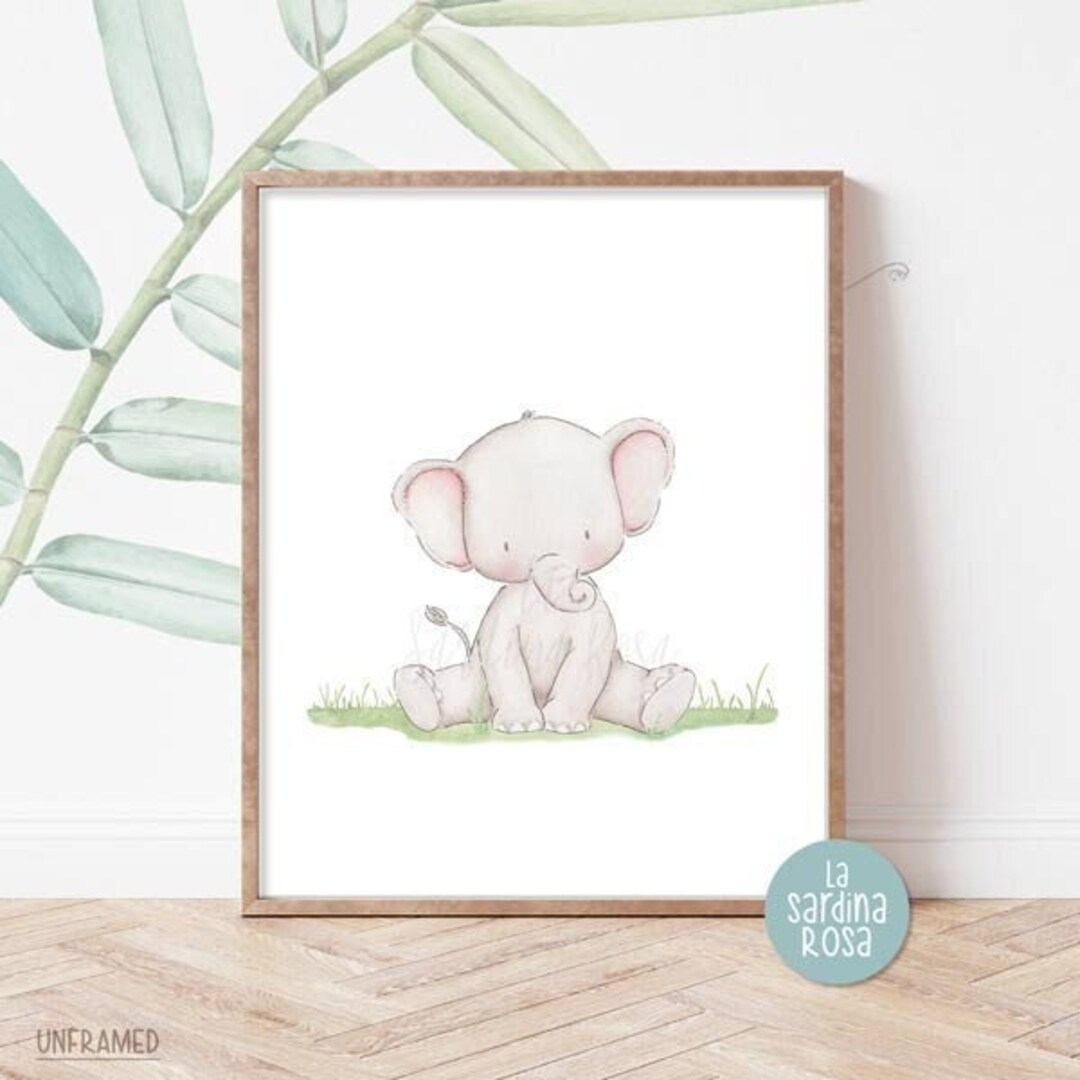 Elephant Art Print, Baby Nursery Wall Art, Safari Baby Animals Print ...