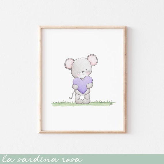 Affiche Chambre Bebe Tableau Sourie Deco Murale Pour Etsy France