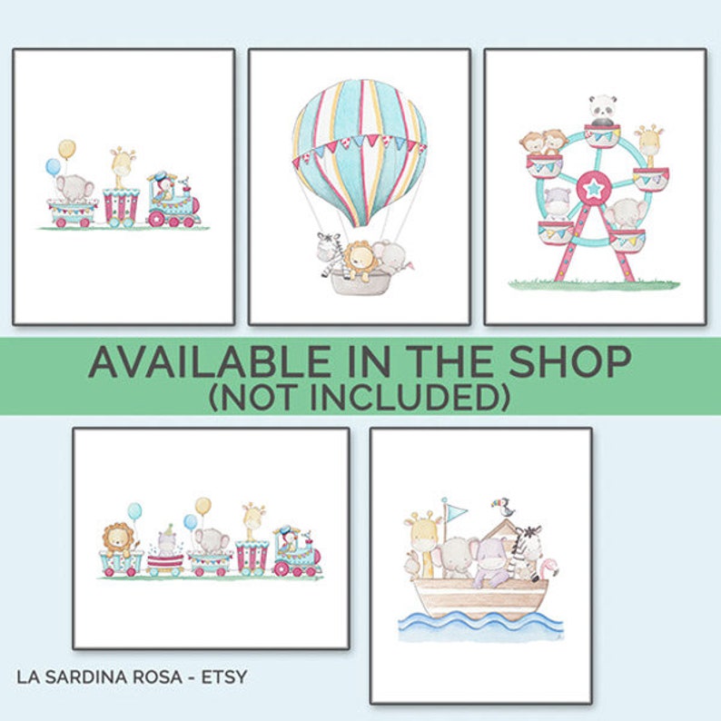 Zoo Animal Nursery Art Baby Print Watercolor Zoo Animals Etsy