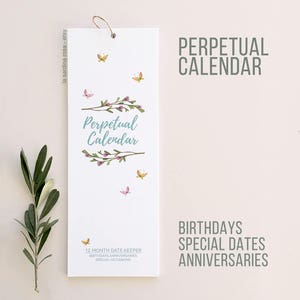 Perpetual Birthday calendar, Family birthdays board, Floral wall calendar, 12 month, Birthday gift for her, hanging printed calendar