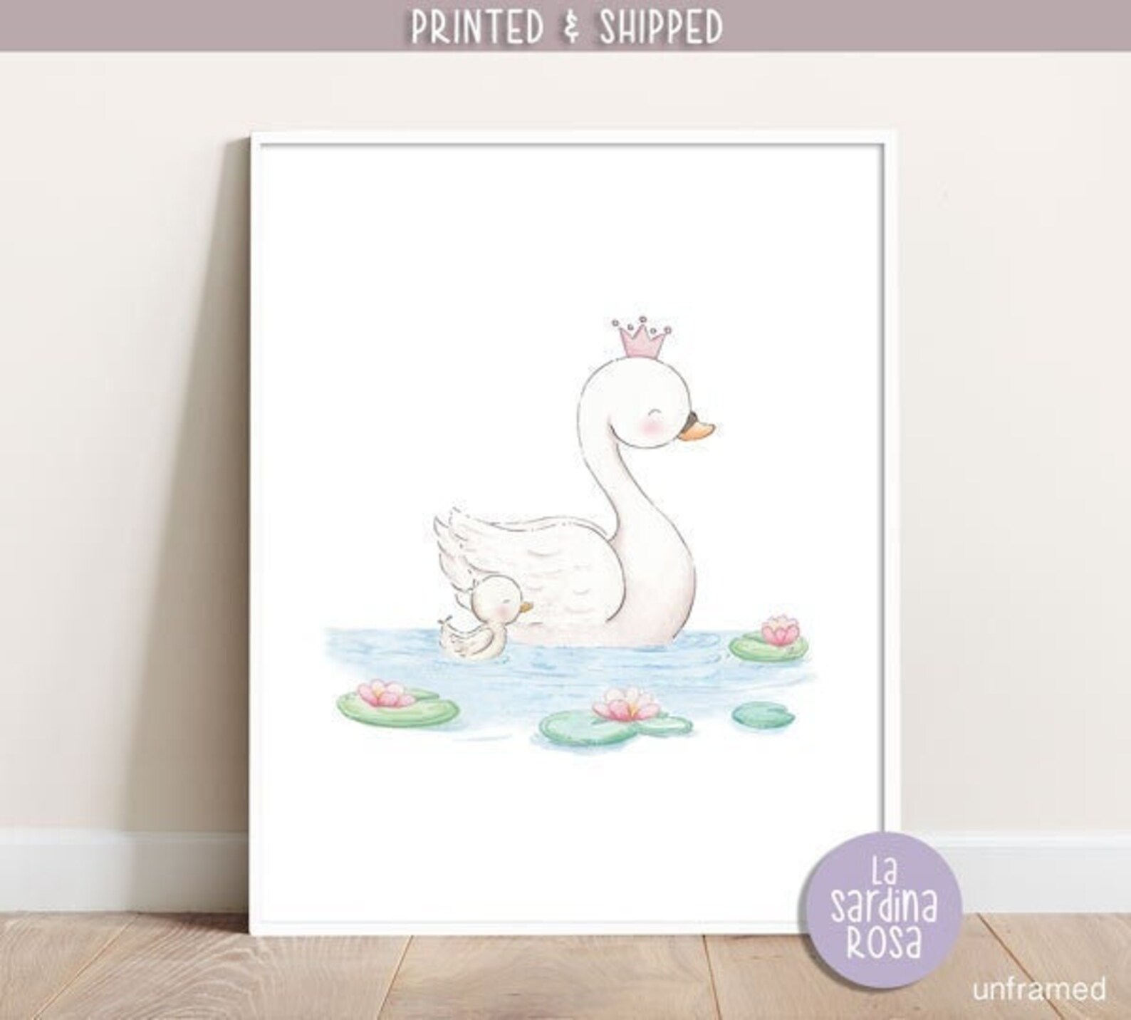 Swan Print Girl Nursery Wall Art Baby Girl Room Decor - Etsy