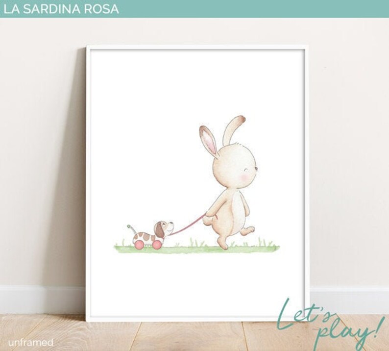 Set De 3 Posters Animaux Chambre Bébé - Lapin, Renard, Cerf | 30x40 Cm, Style Doux & Nature