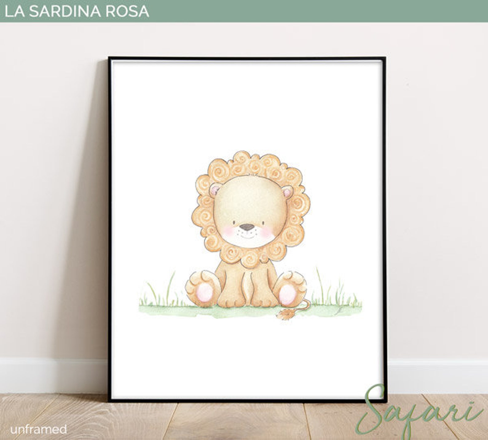 Lion nursery decor Safari theme wall art Baby lion Baby Etsy