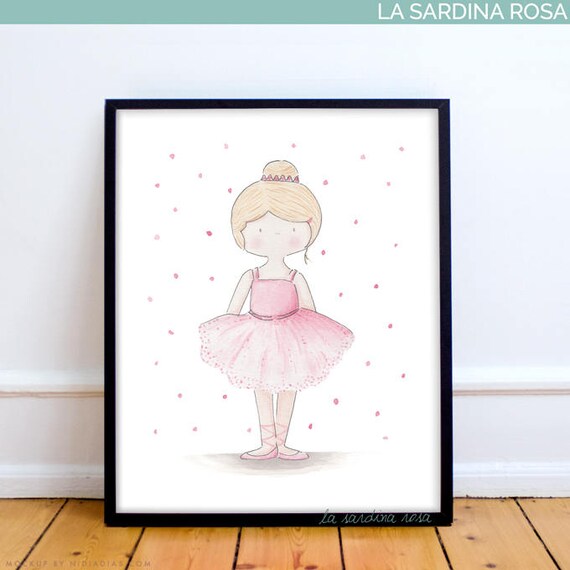 Affiche Ballerine Enfant Dessin Danseuse Classique Poster Aquarelle Petite Danseuse Etoile Déco Chambre Fille Bébé Affiche Fille