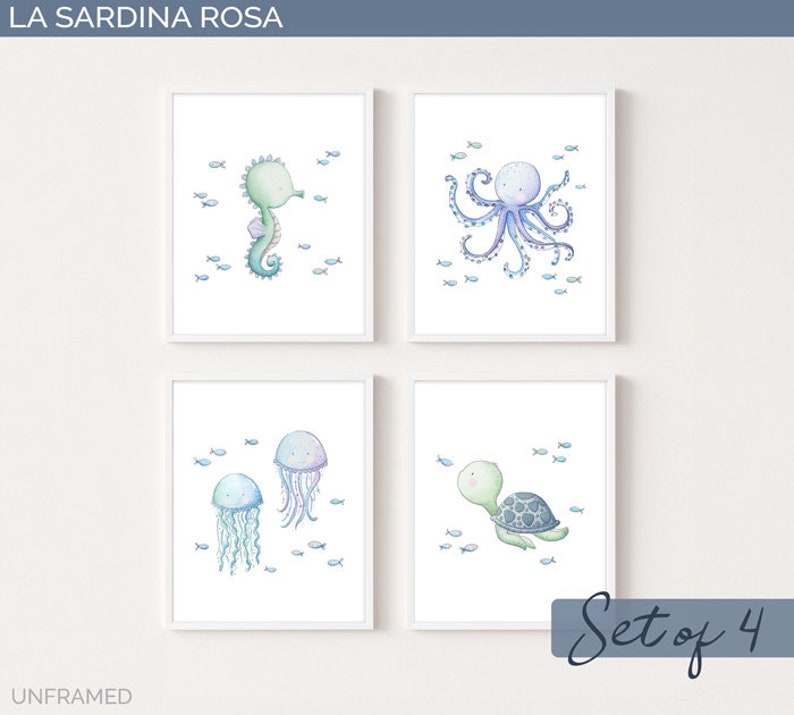 Under the Sea Wall Art Ocean Nursery Prints Set Baby Room Etsy