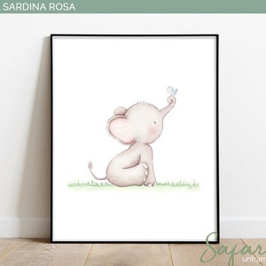 Elephant print, Nursery decor, Elephant wall art, Baby animal art, Nursery prints, Watercolor Elephant image 4