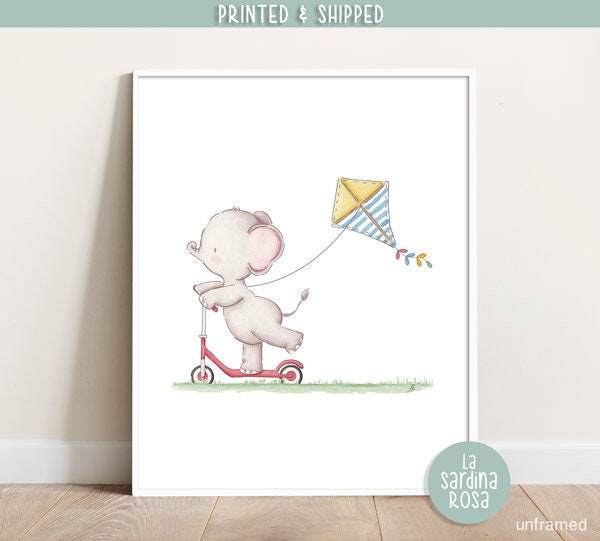 Elephant Nursery Print, Kids Room Decor, Elephant Wall Art, Baby ...