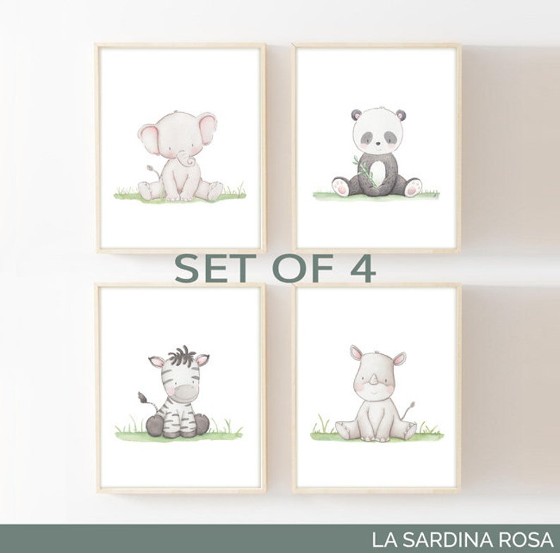 Jungle animals prints Baby nursery wall art Safari animals Etsy