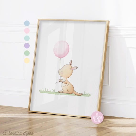 Nursery wall art, Baby animals print, Kangaroo art, Australian animals print, Watercolor nursery decor